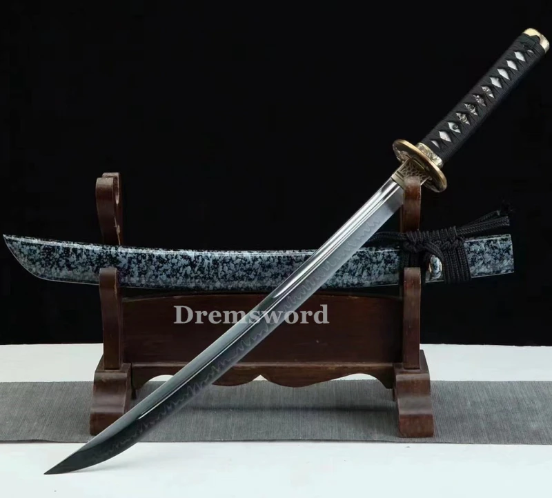 High quality Clay tempered T10 steel japanese samurai 斩马刀wakizashi sword  full tang battle ready sharp Drem6236.