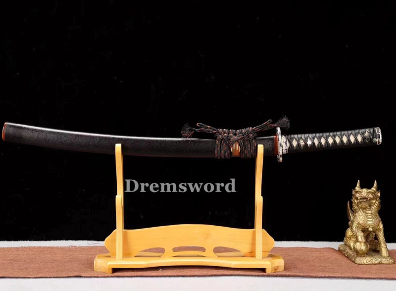 Folded Steel Clay Tempered Wakizashi Japanese Samurai Sword Real sharp full tang Drem772.