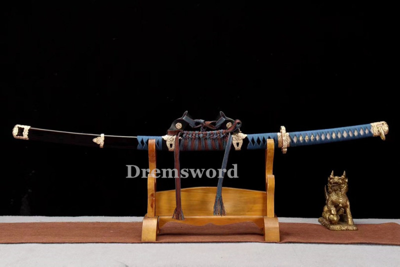 High quality Clay tempered T1095 steel japanese samurai katana sword  full tang battle ready sharp Drem6235.