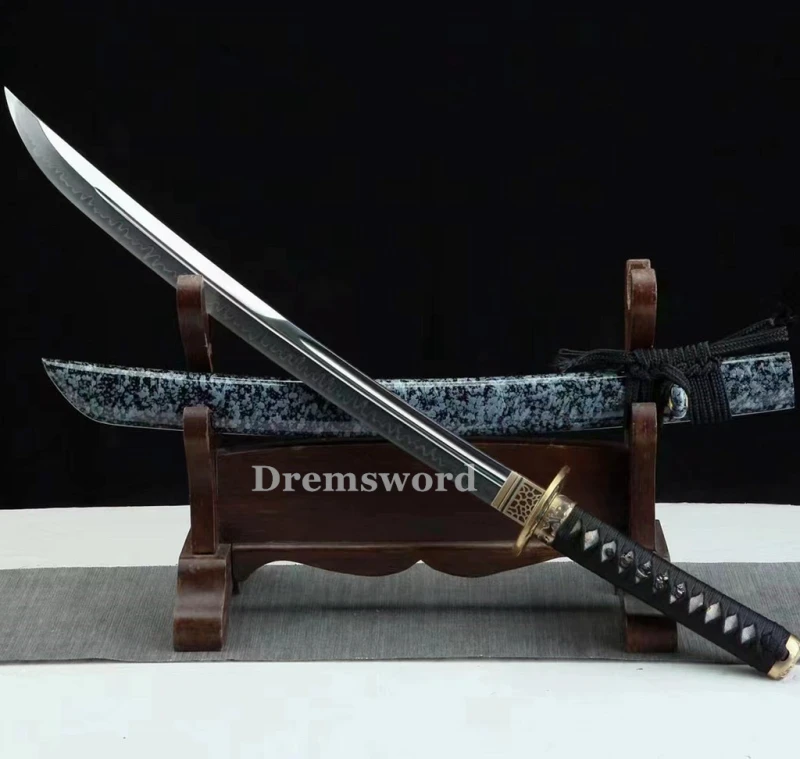 High quality Clay tempered T10 steel japanese samurai 斩马刀wakizashi sword  full tang battle ready sharp Drem6236.