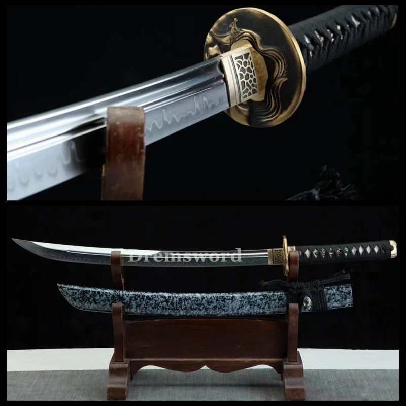 High quality Clay tempered T10 steel japanese samurai 斩马刀wakizashi sword  full tang battle ready sharp Drem6236.