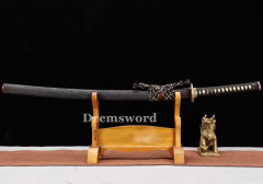 Handmade damascus folded steel sharp Shinogi Zukuri japanese samurai katana sword black battle ready