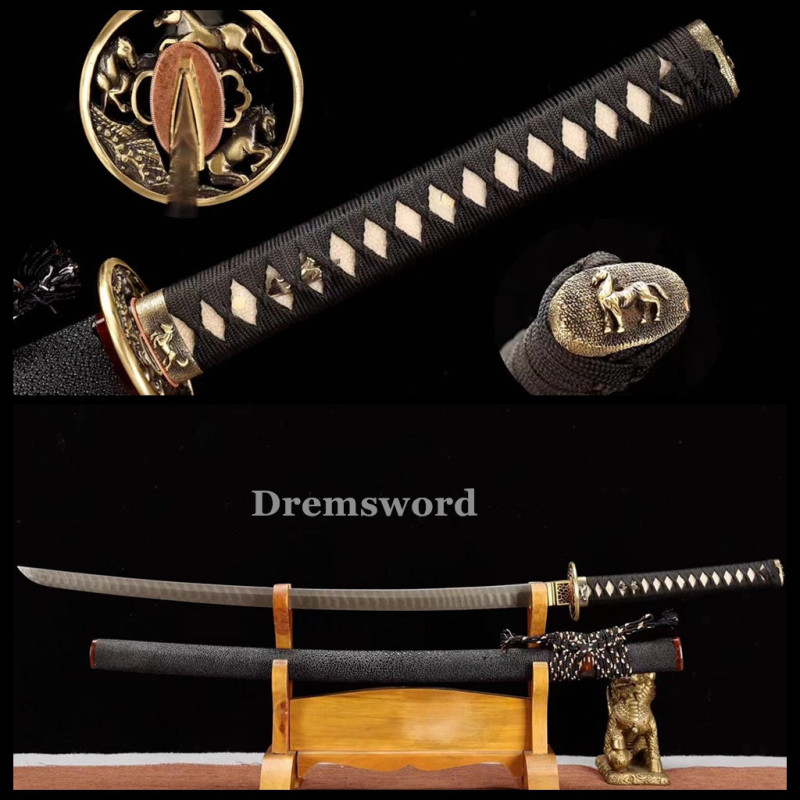 Handmade damascus folded steel sharp japanese samurai katana sword battle ready Drem3120.