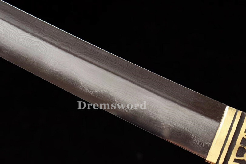 Folded Steel Clay Tempered Wakizashi Japanese Samurai Sword Real sharp full tang Drem772.