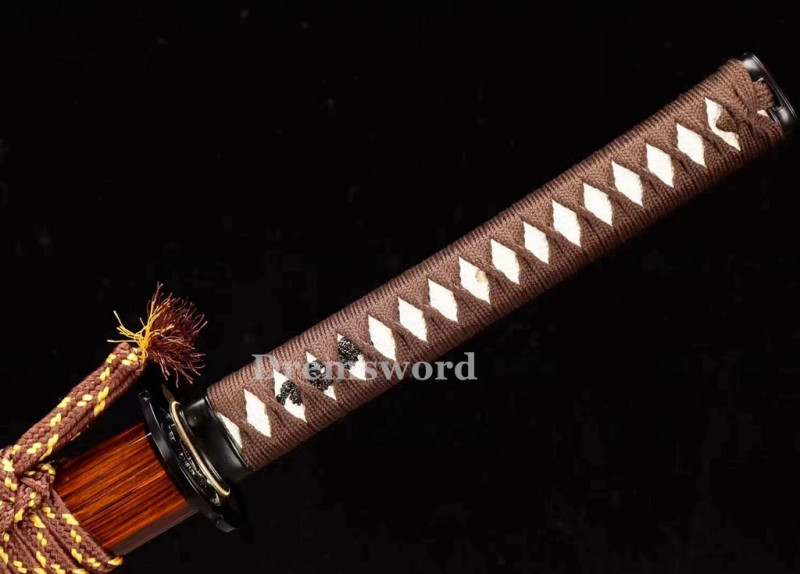 High Quality Clay tempered T10 Steel Japanese Samurai Katana Sword Real hamon full tang battle ready sharp.Drem6237.