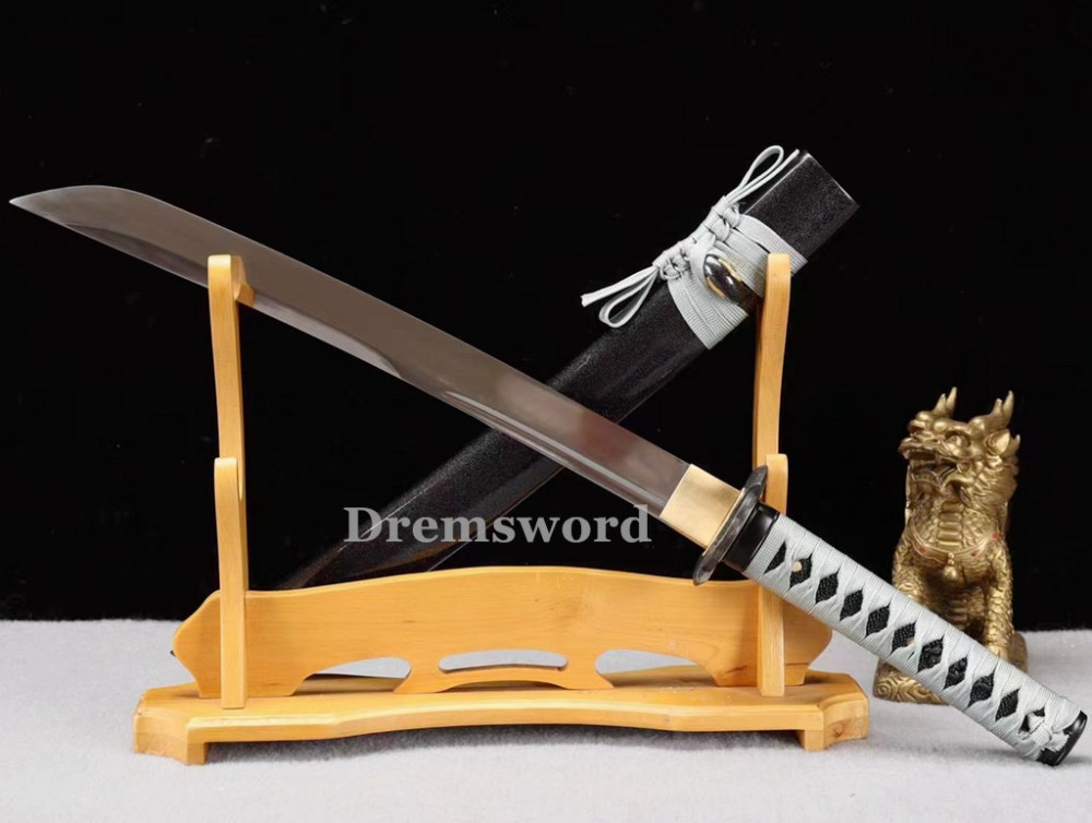 High quality Wakizashi Japanese Samurai Sword 1095 High Carbon Steel full tang battle ready sharp alloy tsuba.Drem2120.