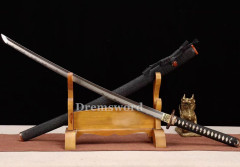 Handmade Shihozume steel Japanese Sword Samurai Katana Shinogi Zukuri sharp full tang black.