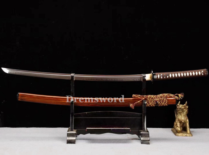 High Quality Clay tempered T10 Steel Japanese Samurai Katana Sword Real hamon full tang battle ready sharp.Drem6237.