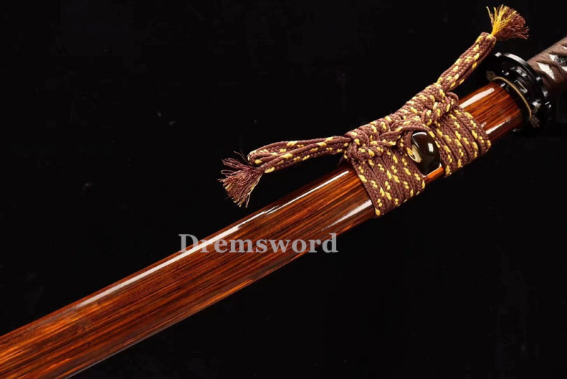 High Quality Clay tempered T10 Steel Japanese Samurai Katana Sword Real hamon full tang battle ready sharp.Drem6237.