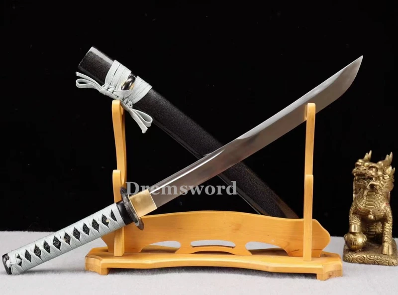 High quality Wakizashi Japanese Samurai Sword 1095 High Carbon Steel full tang battle ready sharp alloy tsuba.Drem2120.