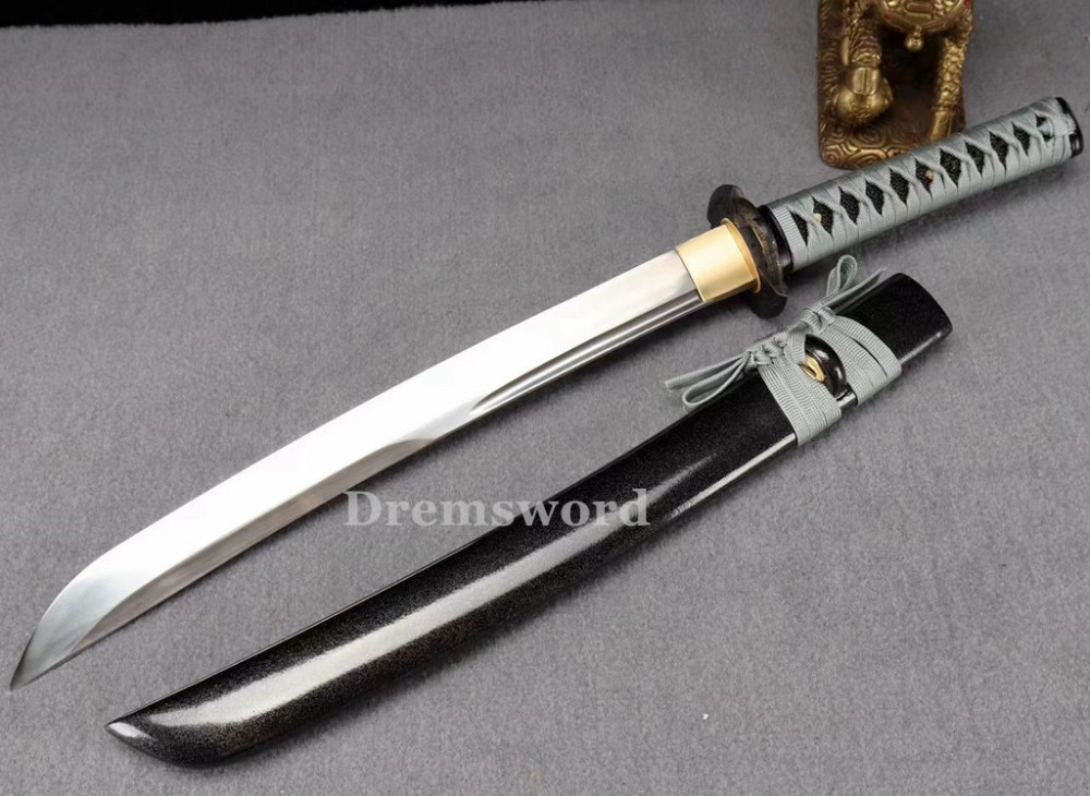 High quality Wakizashi Japanese Samurai Sword 1095 High Carbon Steel full tang battle ready sharp alloy tsuba.Drem2120.