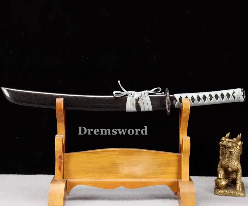 High quality Wakizashi Japanese Samurai Sword 1095 High Carbon Steel full tang battle ready sharp alloy tsuba.Drem2120.