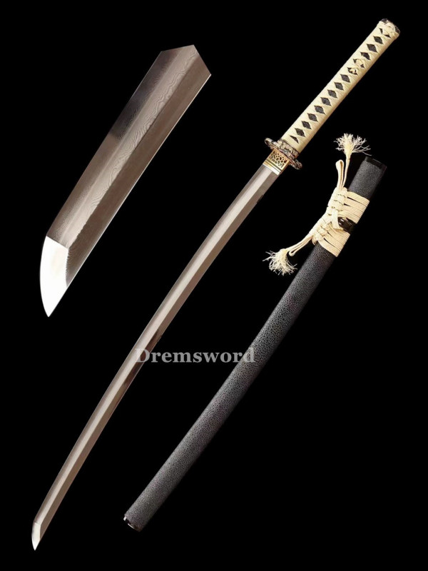 Folded Steel Clay Tempered Samurai Katana Japanese Sword Real Hamon Full Tang. Drem-V554.