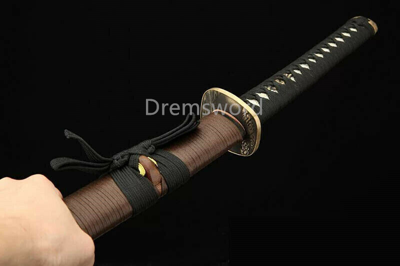 Hand made Folded steel clay tempered Japanese Samurai Sword Katana sharp blade Drem0774.