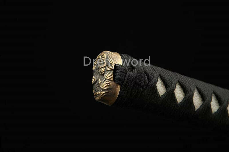 Hand made Folded steel clay tempered Japanese Samurai Sword Katana sharp blade Drem0774.