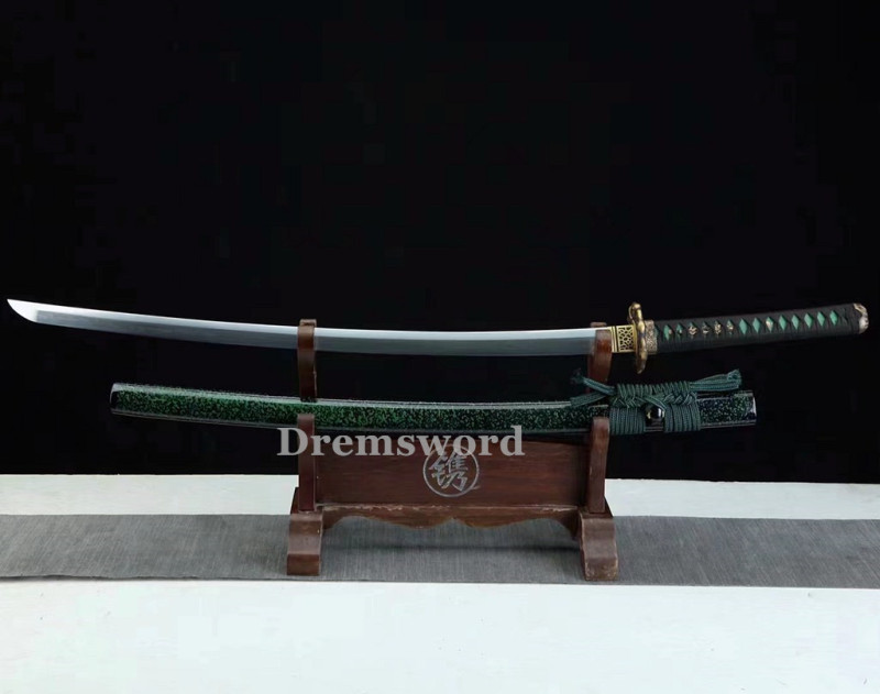 High Quality Clay tempered T10 Steel Japanese Samurai Katana Sword Real hamon full tang battle ready sharp.Drem6238.