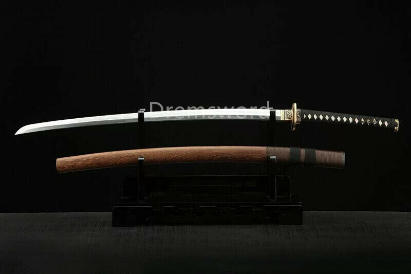 Hand made Folded steel clay tempered Japanese Samurai Sword Katana sharp blade Drem0774.
