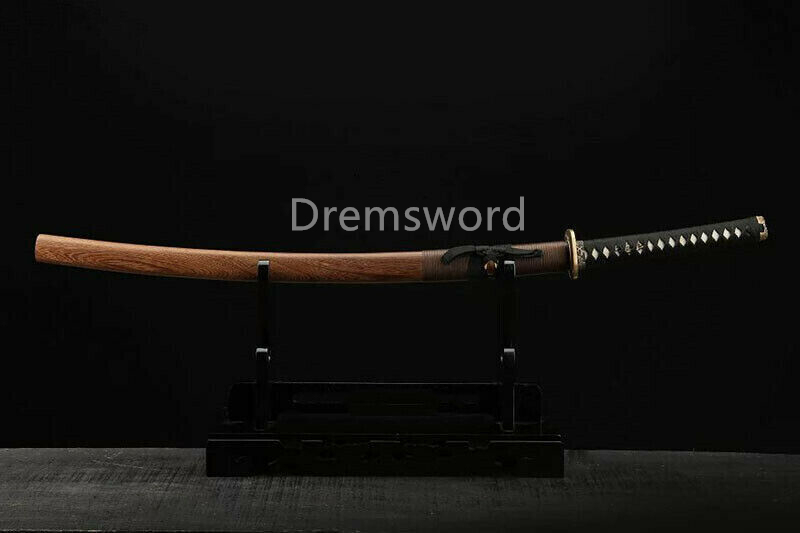 Hand made Folded steel clay tempered Japanese Samurai Sword Katana sharp blade Drem0774.