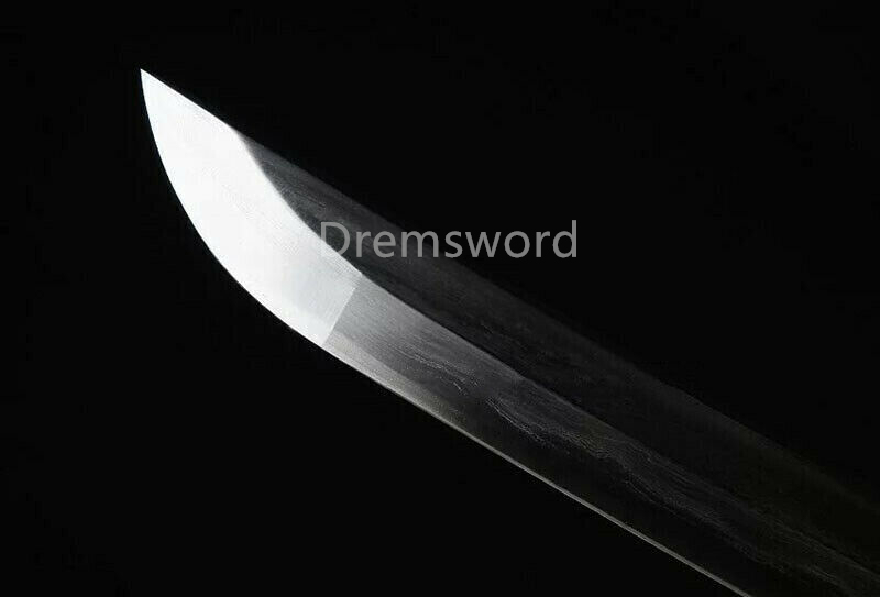 Hand made Folded steel clay tempered Japanese Samurai Sword Katana sharp blade Drem0774.