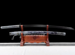 Japanese Sword Samurai  Katana 1060 Carbon Steel black Blade Battle Ready Shinogi Zukuri Full Tang.