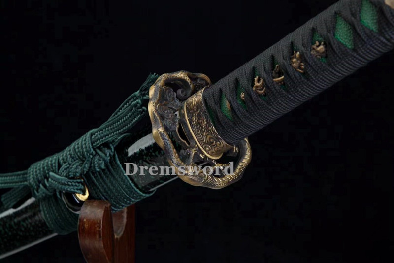 High Quality Clay tempered T10 Steel Japanese Samurai Katana Sword Real hamon full tang battle ready sharp.Drem6238.