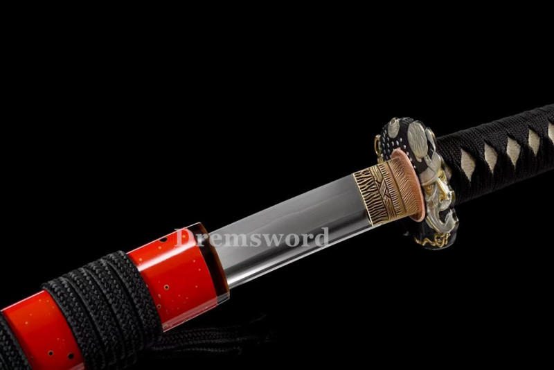 Doule-edged Folded Steel Clay Tempered Samurai Katana Japanese Sword Real Hamon Full Tang.Drem773.