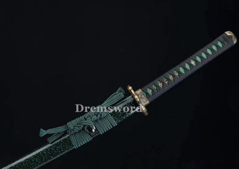 High Quality Clay tempered T10 Steel Japanese Samurai Katana Sword Real hamon full tang battle ready sharp.Drem6238.