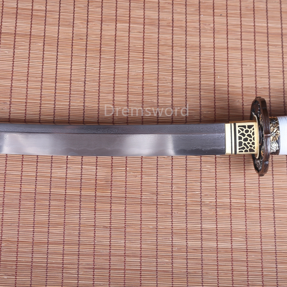 Folded Steel Clay Tempered Samurai Katana japanese sword full tang  engraving Drem0746.