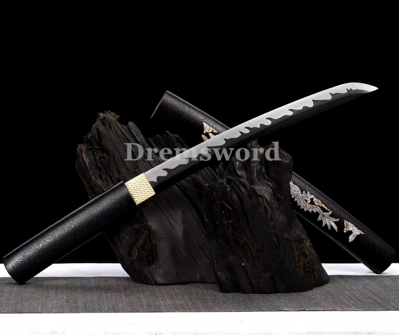 High quality Mini Tanto Japanese Samurai Sword 1095 High Carbon Steel full tang  Sharp Alloy Tsuba Drem2100.