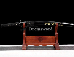 Handmade Japanese samurai Sword Wakizashi 1095 high carbon steel black Shinogi Zukuri battle ready.