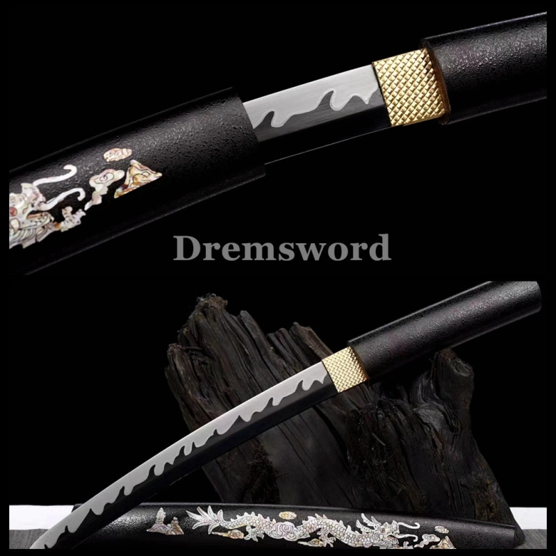 High quality Mini Tanto Japanese Samurai Sword 1095 High Carbon Steel full tang  Sharp Alloy Tsuba Drem2100.