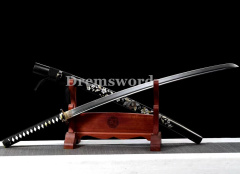 High quality katana Japanese Samurai Sword 1095 High Carbon Steel black blade full tang battle ready Shinogi Zukuri sharp.