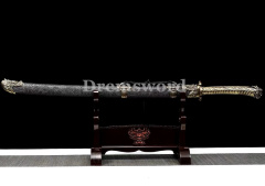 Handmade 1095 High Carbon Steel gold blade Chinese qing dynasty Dao (龙头清刀) Full Tang Sword Battle Ready Unokubi Zukuri