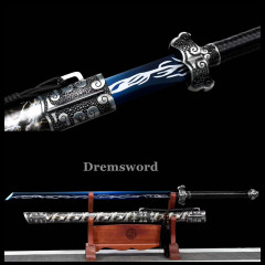 1095 High Carbon Steel Chinese Tang dynasty dao blue blade Kiriha Zukuri sword (唐横刀) Full Tang black Battle Ready