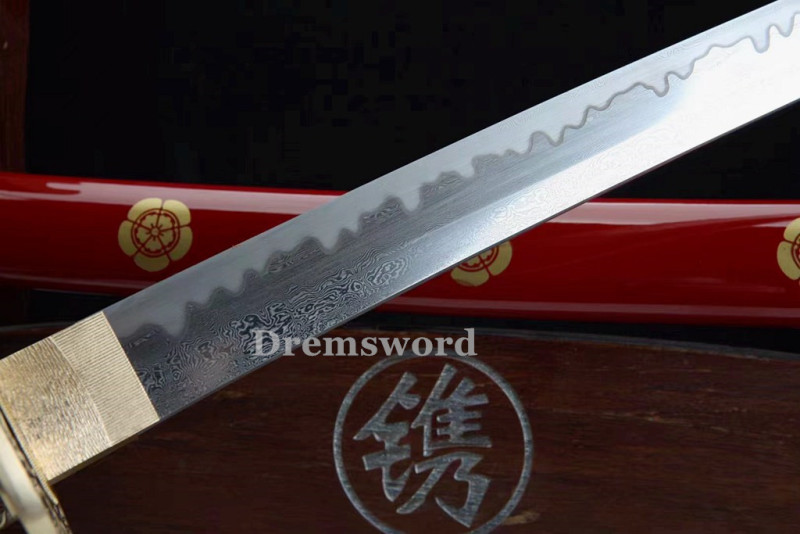 Handmade damascus folded steel sharp japanese samurai katana real sword battle ready Drem3114.