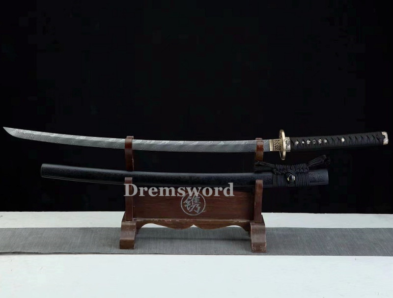 Handmade damascus folded steel sharp japanese samurai katana real sword battle ready Drem3117.