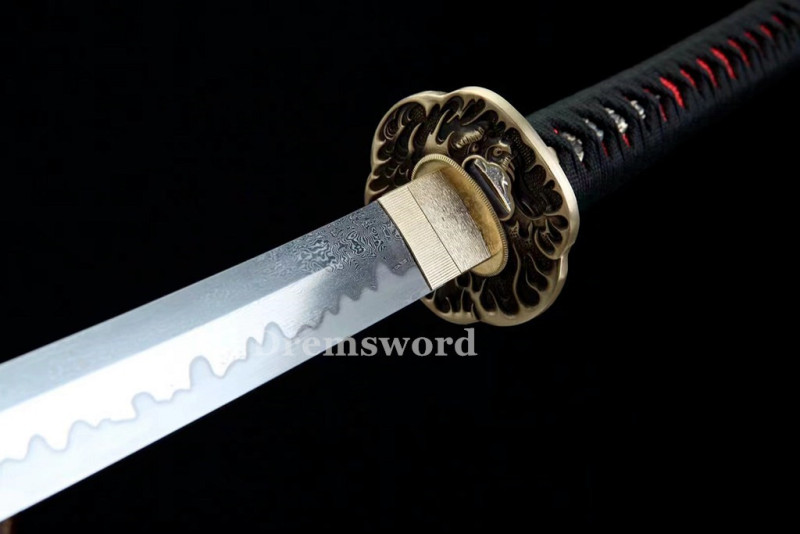 Handmade damascus folded steel sharp japanese samurai katana real sword battle ready Drem3114.