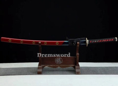 Handmade damascus folded steel black with red sword japanese samurai katana sword Shinogi Zukuri battle ready sharp