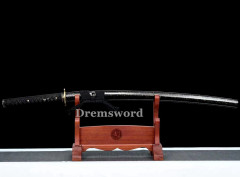 Handmade damascus folded steel sharp blue blade japanese samurai katana sword black battle ready Shinogi Zukuri.