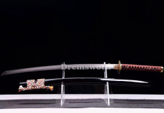 Handmade damascus folded steel sharp black with brown japanese samurai katana Shinogi Zukuri real sword battle ready.
