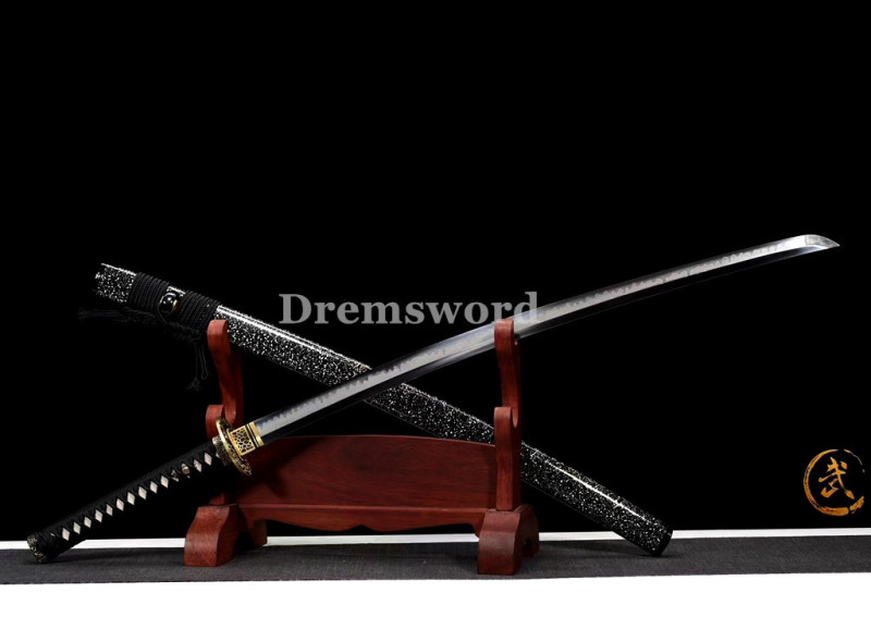 High Quality Clay tempered T10 Steel Japanese Samurai Katana Sword Real hamon full tang battle ready sharp Drem6210.