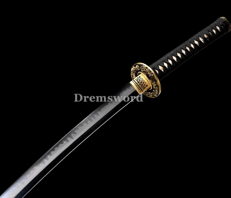 High Quality Clay tempered T10 Steel Japanese Samurai Katana Sword Real hamon full tang battle ready sharp Drem6210.
