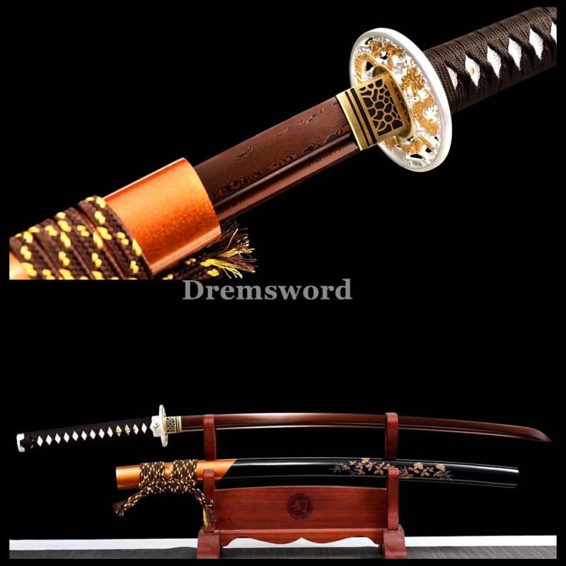 Handmade damascus folded steel sharp japanese samurai katana real sword battle ready Drem3108.