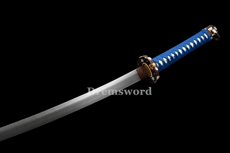 Handmade damascus folded steel clay tempered sharp japanese samurai katana battle ready real sword Drem755.