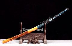 1095 High Carbon Steel Japanese Sword Samurai Full Tang Sword black with blue Battle Ready Real Sharp Shinogi Zukuri.