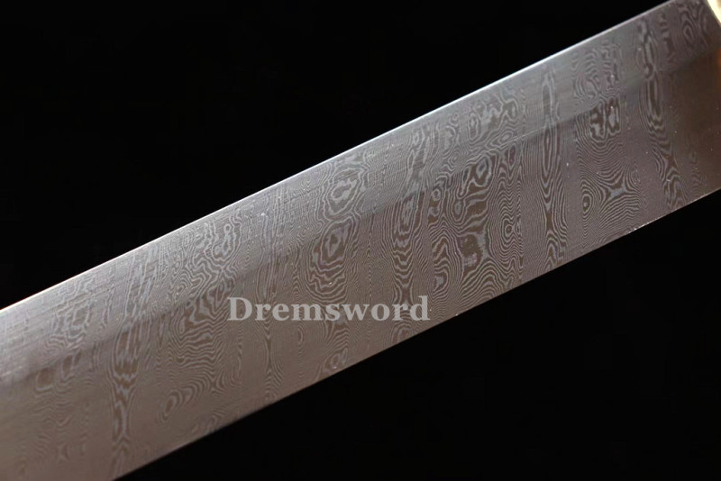HIgh quality  folded steel Chinese Tang dyansty  Sword 唐刀 full Tang handle battle sharp ebony saya Drem3106.