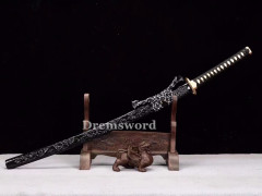 Handmade damascus folded steel sharp black japanese samurai katana sword Shinogi Zukuri battle ready real sword.