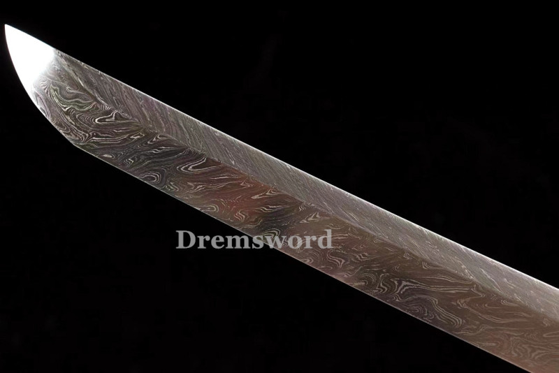 Handmade damascus folded steel  japanese samurai katana battle ready sharp real sword Drem3103.