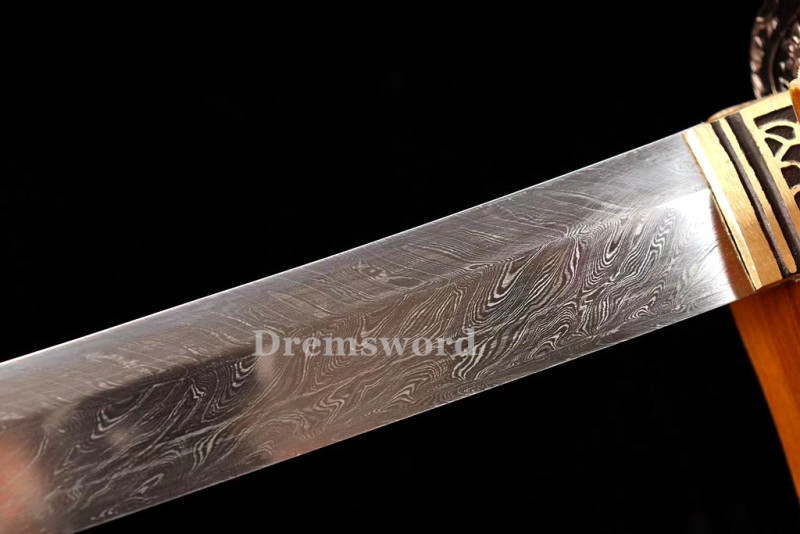 Handmade damascus folded steel  japanese samurai katana battle ready sharp real sword Drem3103.