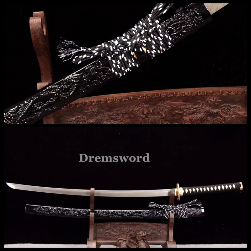 Handmade damascus folded steel sharp japanese samurai katana battle ready real sword Drem3105.